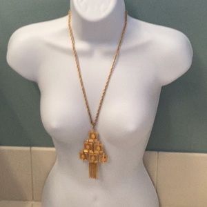 Art Deco Vintage tassel Necklace in GoldTone